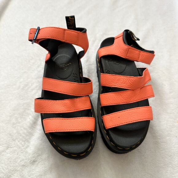 Coral Pink Dr. Martens Blair Quad Platform Gladiator Sandals - Picture 4 of 9